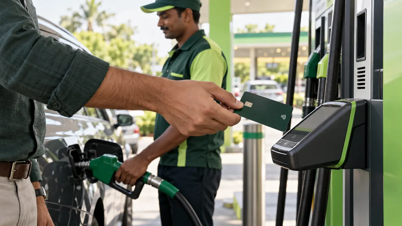 Customer paying with a corporate card while refuelling
